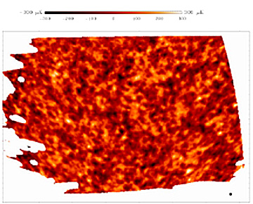 Variations in CMB temperatures as measured in the BOOMERANG experiment.